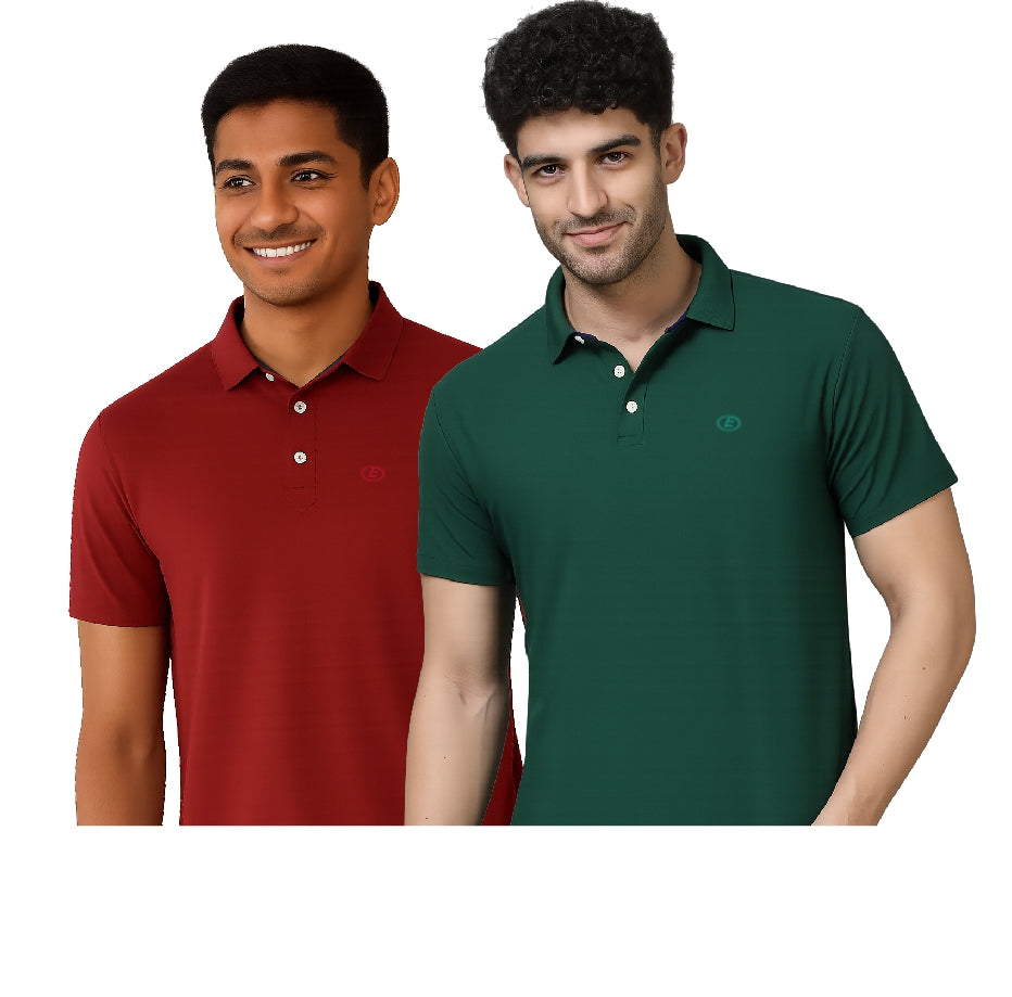 Eicher Metrofit T-shirt Combo (Bottle Green & Wine)