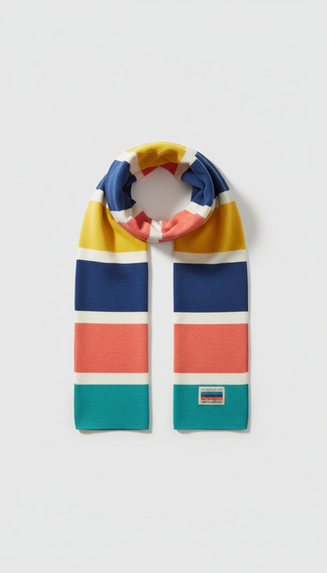 Cotton scarf with signature stripes
