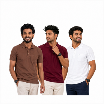 TAFE Dry Fit T-shirt Pack of 3(Brown, White, Wine)