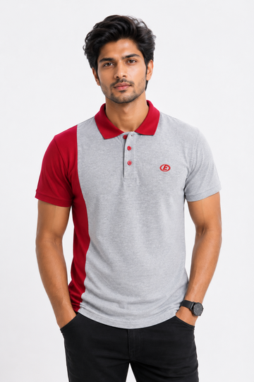 Eicher Polo Grey and Red T-shirt