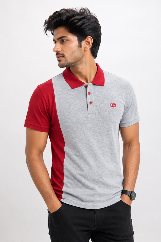 Eicher Polo Grey and Red T-shirt