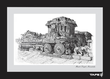 Hampi Karnataka picture art in classic black frame
