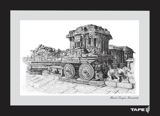 Hampi Karnataka picture art in classic black frame