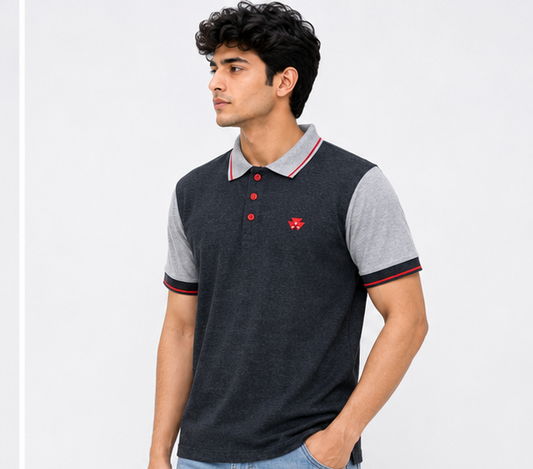 Massey Polo Grey with red piping T-shirt