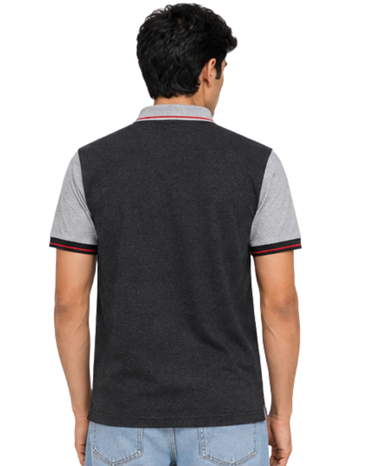 Eicher Polo Grey with Red Piping T-shirt