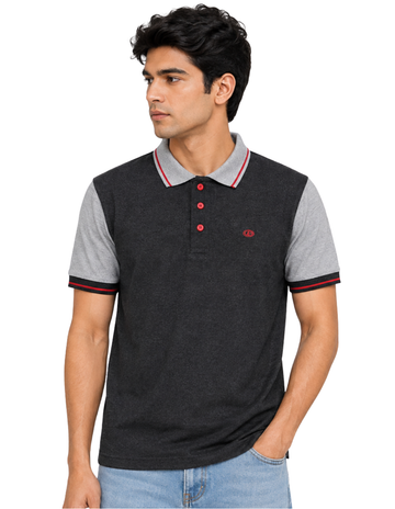 Eicher Polo Grey with Red Piping T-shirt